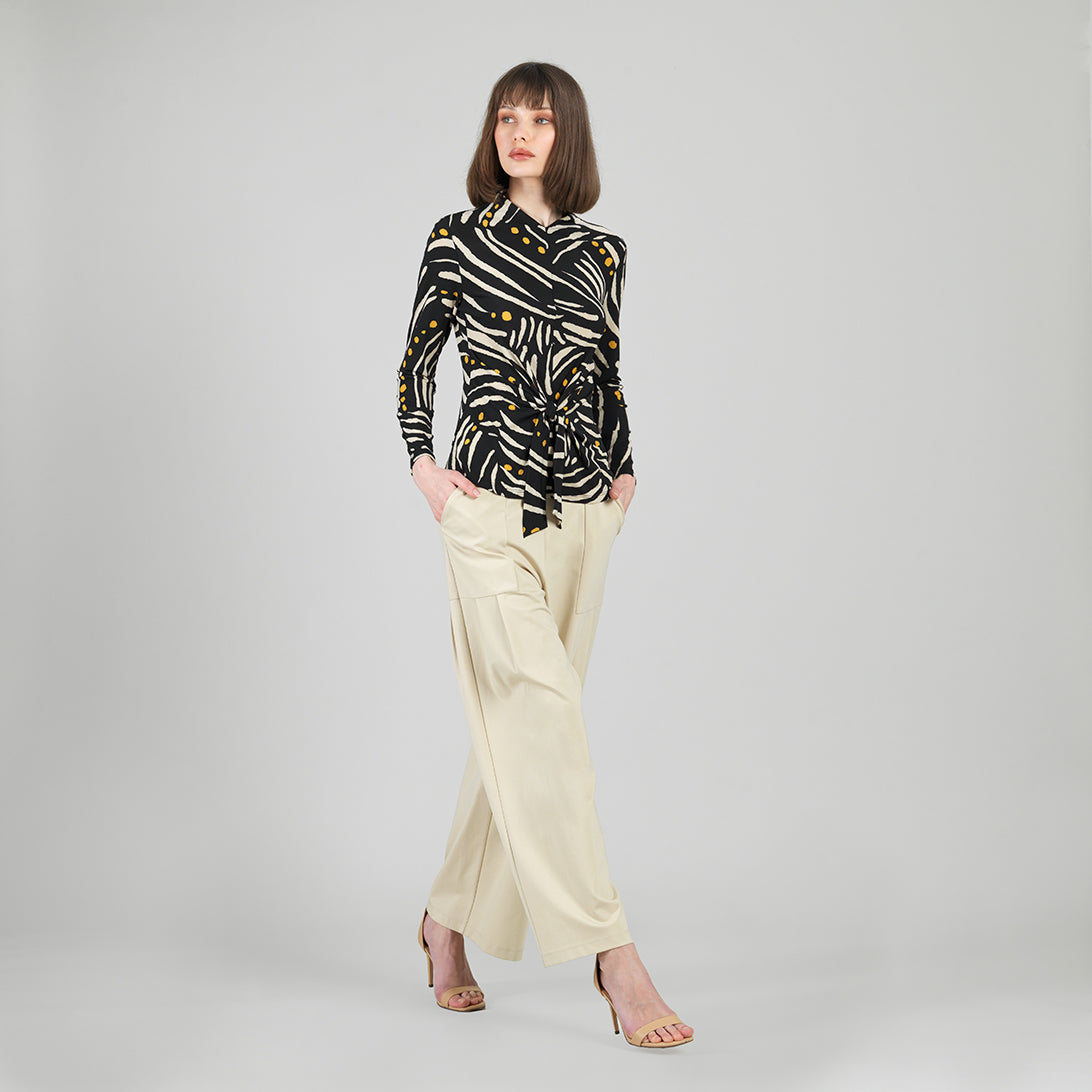 Center Front Tie Top - Dots & Stripes | Clara Sunwoo Classic