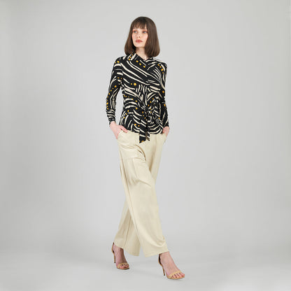 Center Front Tie Top - Dots & Stripes | Clara Sunwoo Classic