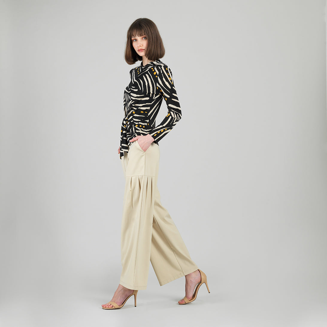 Center Front Tie Top - Dots & Stripes | Clara Sunwoo Classic
