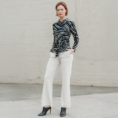 Center Front Tie Top - Dots & Stripes | Clara Sunwoo Classic