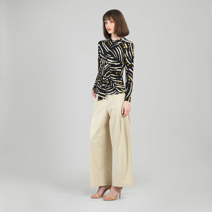 Center Front Tie Top - Dots & Stripes | Clara Sunwoo Classic