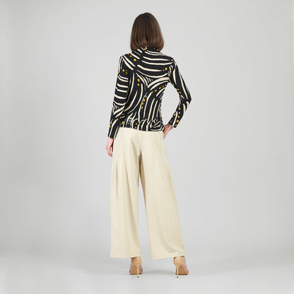 Center Front Tie Top - Dots & Stripes | Clara Sunwoo Classic