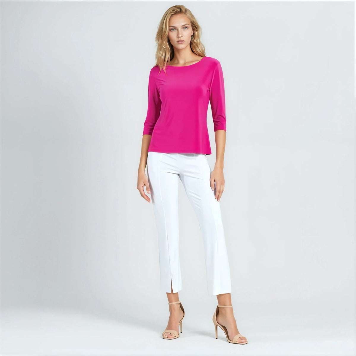 Scoop Neck Half Sleeve Top - Hot Pink | Clara Sunwoo Best Price