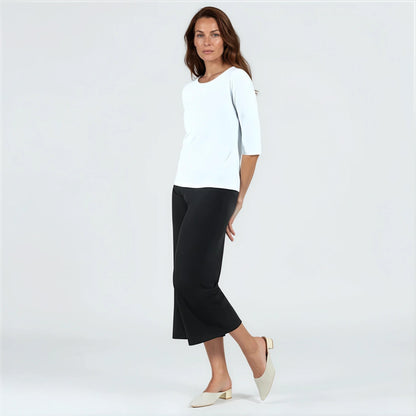 Scoop Neck Half Sleeve Top - White | Clara Sunwoo Essential