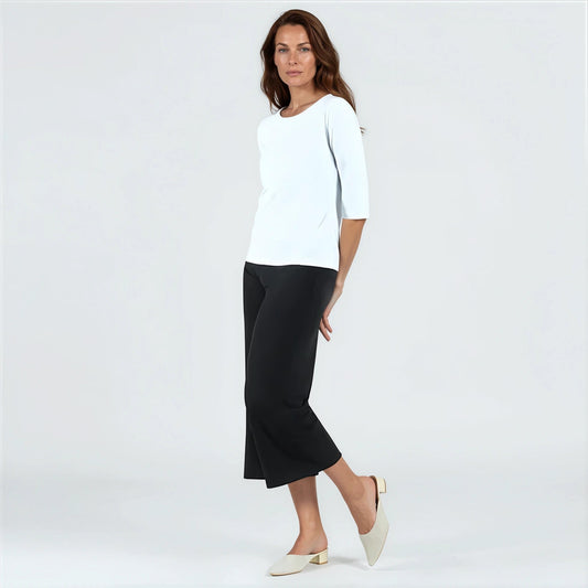 Scoop Neck Half Sleeve Top - White | Clara Sunwoo Essential