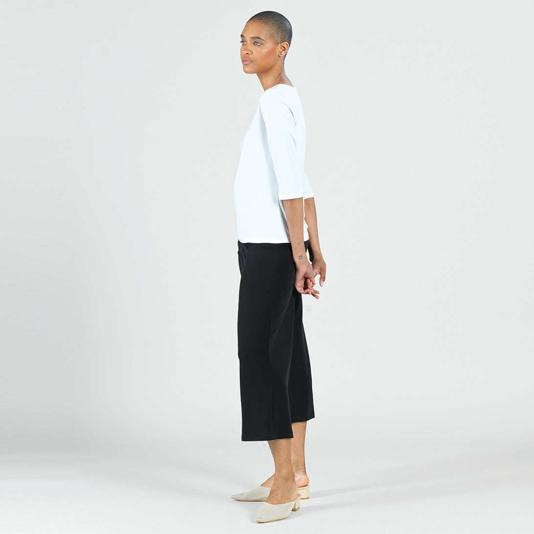 Scoop Neck Half Sleeve Top - White | Clara Sunwoo Essential