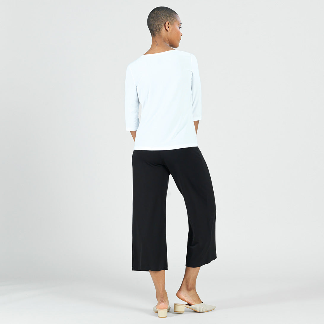 Scoop Neck Half Sleeve Top - White | Clara Sunwoo Essential
