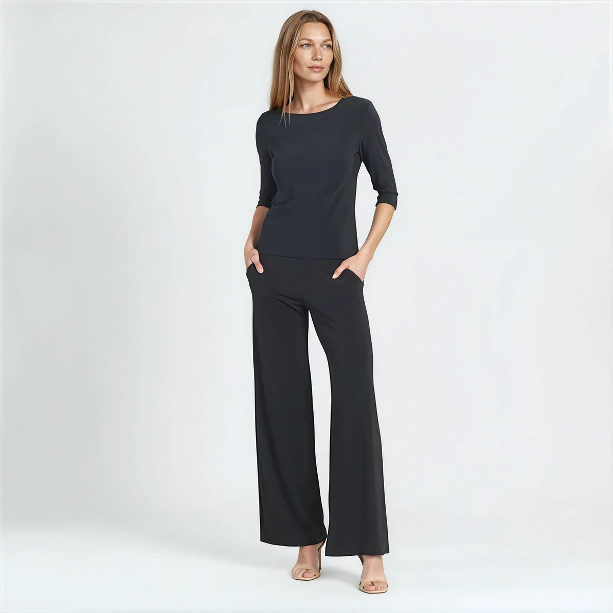Scoop Neck Half Sleeve Top - Black | Clara Sunwoo New
