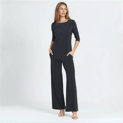Scoop Neck Half Sleeve Top - Black | Clara Sunwoo New