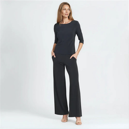 Scoop Neck Half Sleeve Top - Black | Clara Sunwoo New