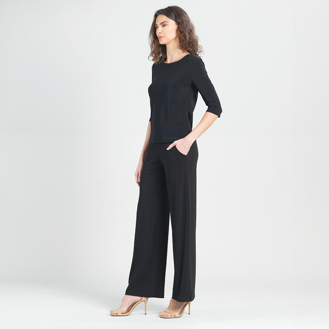 Scoop Neck Half Sleeve Top - Black | Clara Sunwoo New