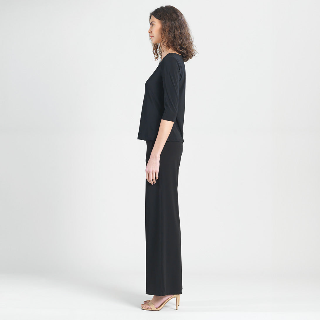 Scoop Neck Half Sleeve Top - Black | Clara Sunwoo New