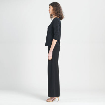 Scoop Neck Half Sleeve Top - Black | Clara Sunwoo New