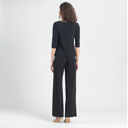 Scoop Neck Half Sleeve Top - Black | Clara Sunwoo New