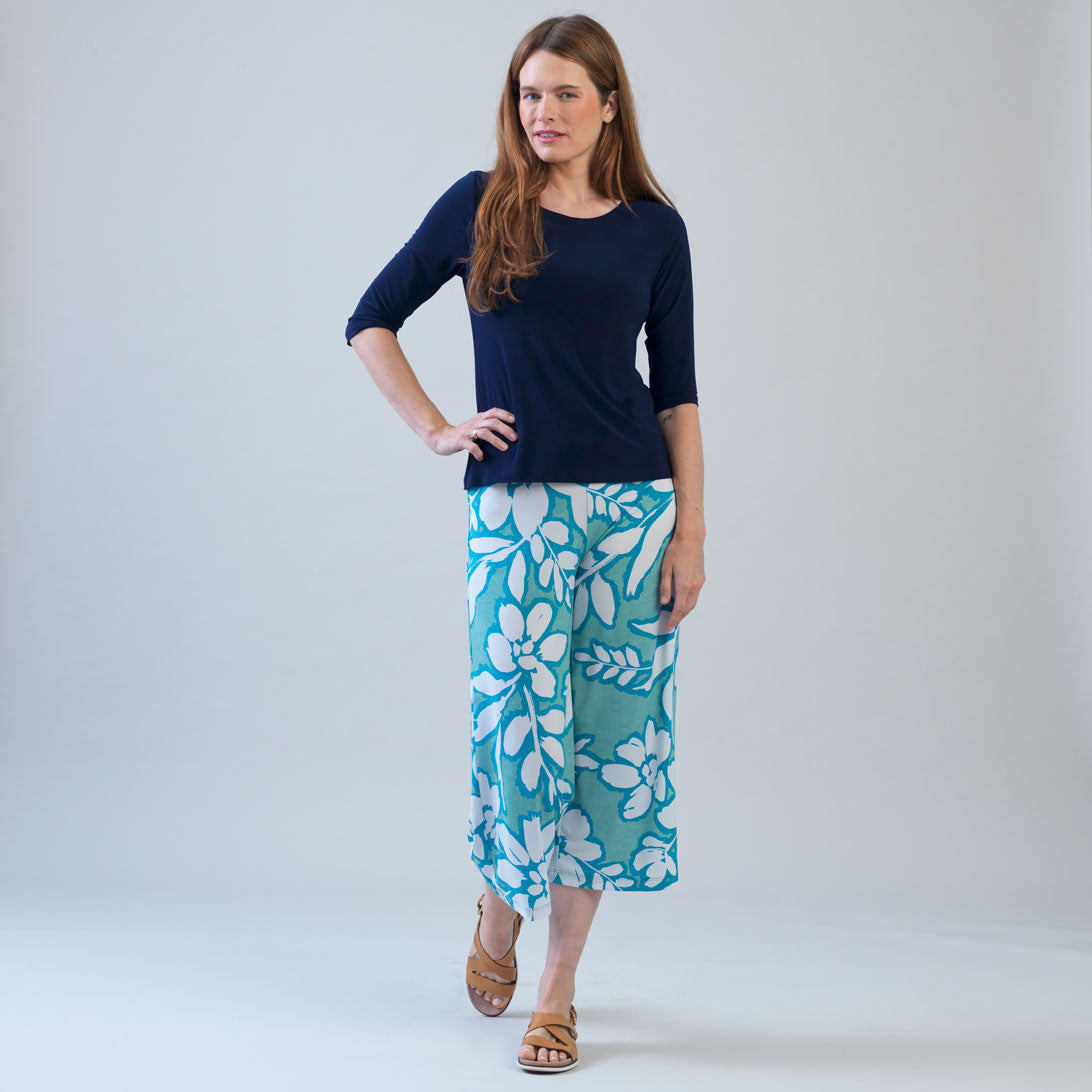 Scoop Neck Half Sleeve Top - Navy | Clara Sunwoo Discount