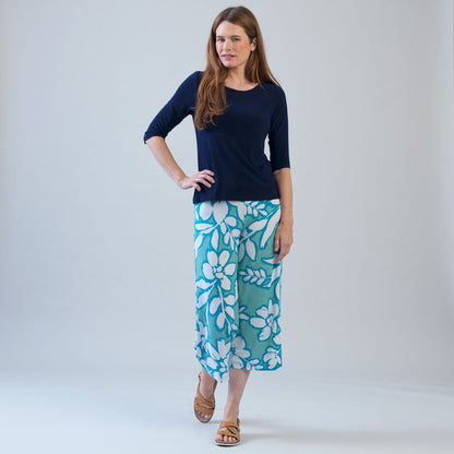 Scoop Neck Half Sleeve Top - Navy | Clara Sunwoo Discount
