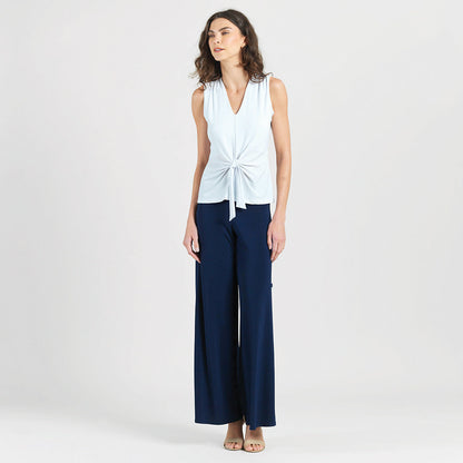 Sleeveless V-Neck Center Front Tie Top - White | Clara Sunwoo Trending