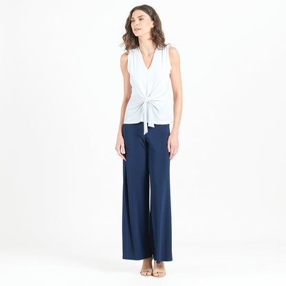 Sleeveless V-Neck Center Front Tie Top - White | Clara Sunwoo Trending