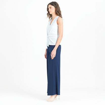 Sleeveless V-Neck Center Front Tie Top - White | Clara Sunwoo Trending