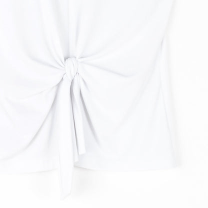 Sleeveless V-Neck Center Front Tie Top - White | Clara Sunwoo Trending