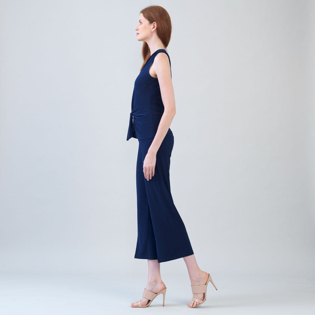 Sleeveless V-Neck Center Front Tie Top - Navy | Clara Sunwoo Deals