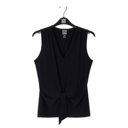 Sleeveless V-Neck Center Front Tie Top - Black | Clara Sunwoo Deals