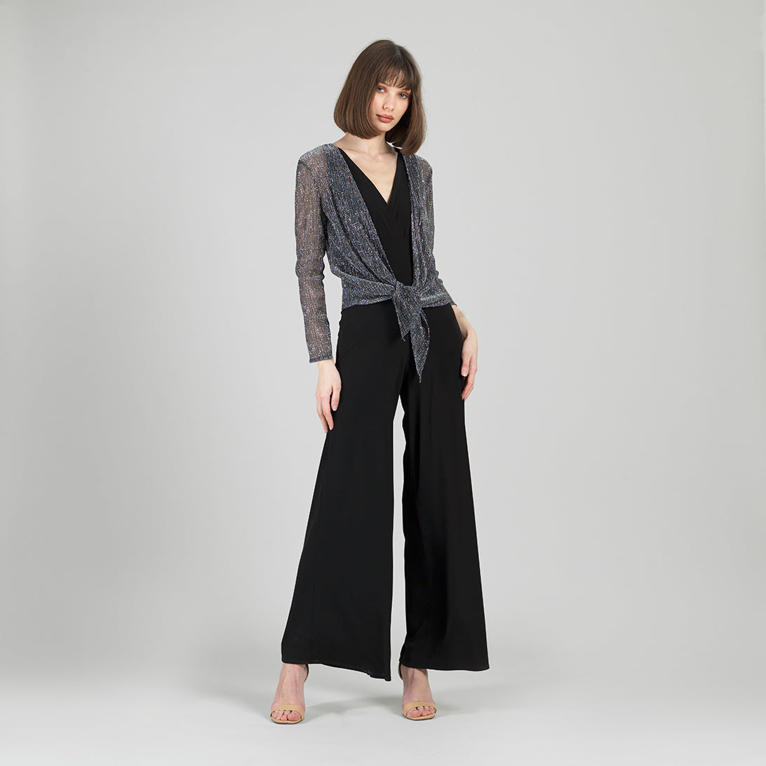 Sheer Shimmer - Modern Tie Front Cardigan - Silver - Limited Sizes | Clara Sunwoo Popular