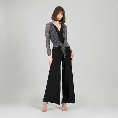 Sheer Shimmer - Modern Tie Front Cardigan - Silver - Limited Sizes | Clara Sunwoo Popular