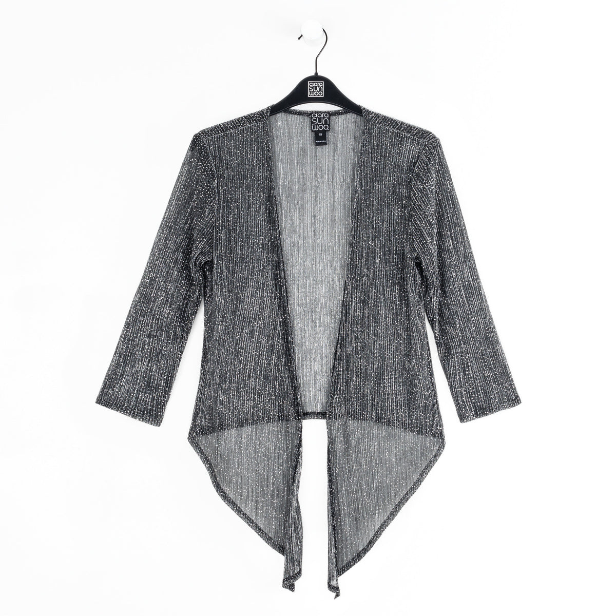 Sheer Shimmer - Modern Tie Front Cardigan - Silver - Limited Sizes | Clara Sunwoo Popular
