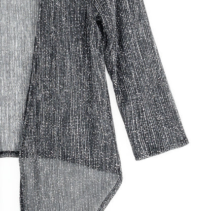 Sheer Shimmer - Modern Tie Front Cardigan - Silver - Limited Sizes | Clara Sunwoo Popular