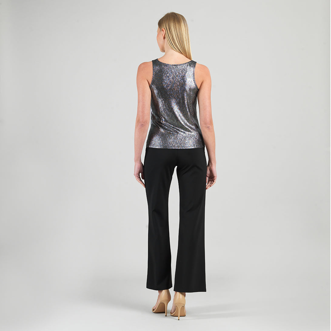 Metallic Shimmer - Cowl Neck Draped Tank - Gunmetal - Final Sale | Clara Sunwoo Premium