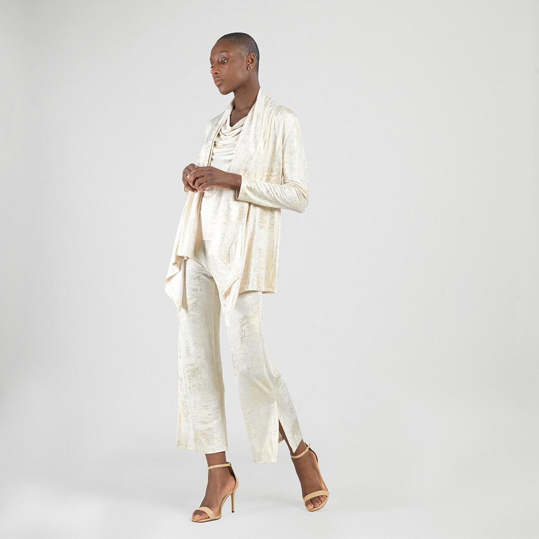 Foil Sheen - Drape Tunic Cardigan - Champagne - Final Sale | Clara Sunwoo Great Value