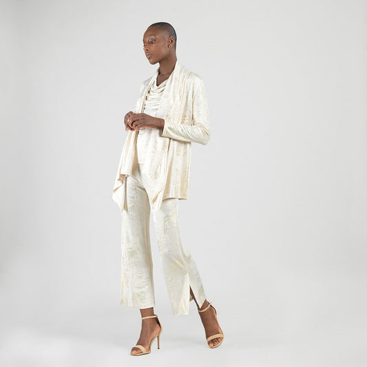 Foil Sheen - Drape Tunic Cardigan - Champagne - Final Sale | Clara Sunwoo Great Value