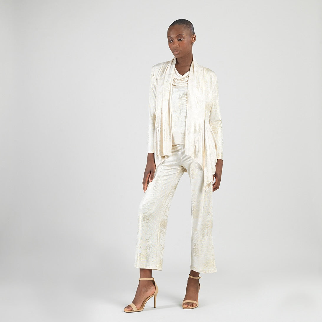 Foil Sheen - Drape Tunic Cardigan - Champagne - Final Sale | Clara Sunwoo Great Value