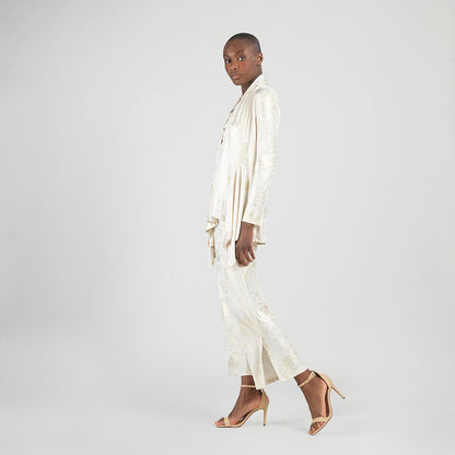 Foil Sheen - Drape Tunic Cardigan - Champagne - Final Sale | Clara Sunwoo Great Value