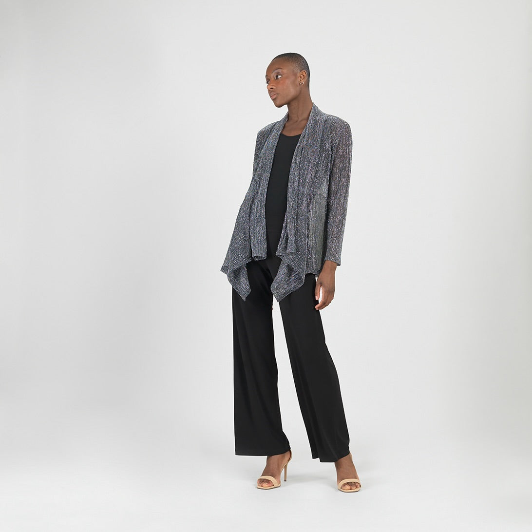 Sheer Shimmer - Drape Tunic Cardigan - Silver - Final Sale | Clara Sunwoo Exclusive