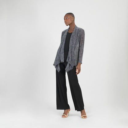 Sheer Shimmer - Drape Tunic Cardigan - Silver - Final Sale | Clara Sunwoo Exclusive