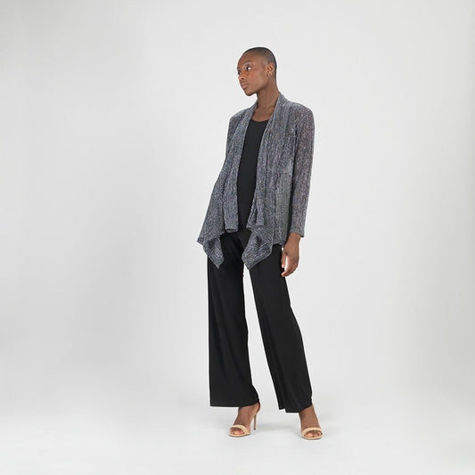 Sheer Shimmer - Drape Tunic Cardigan - Silver - Final Sale | Clara Sunwoo Exclusive