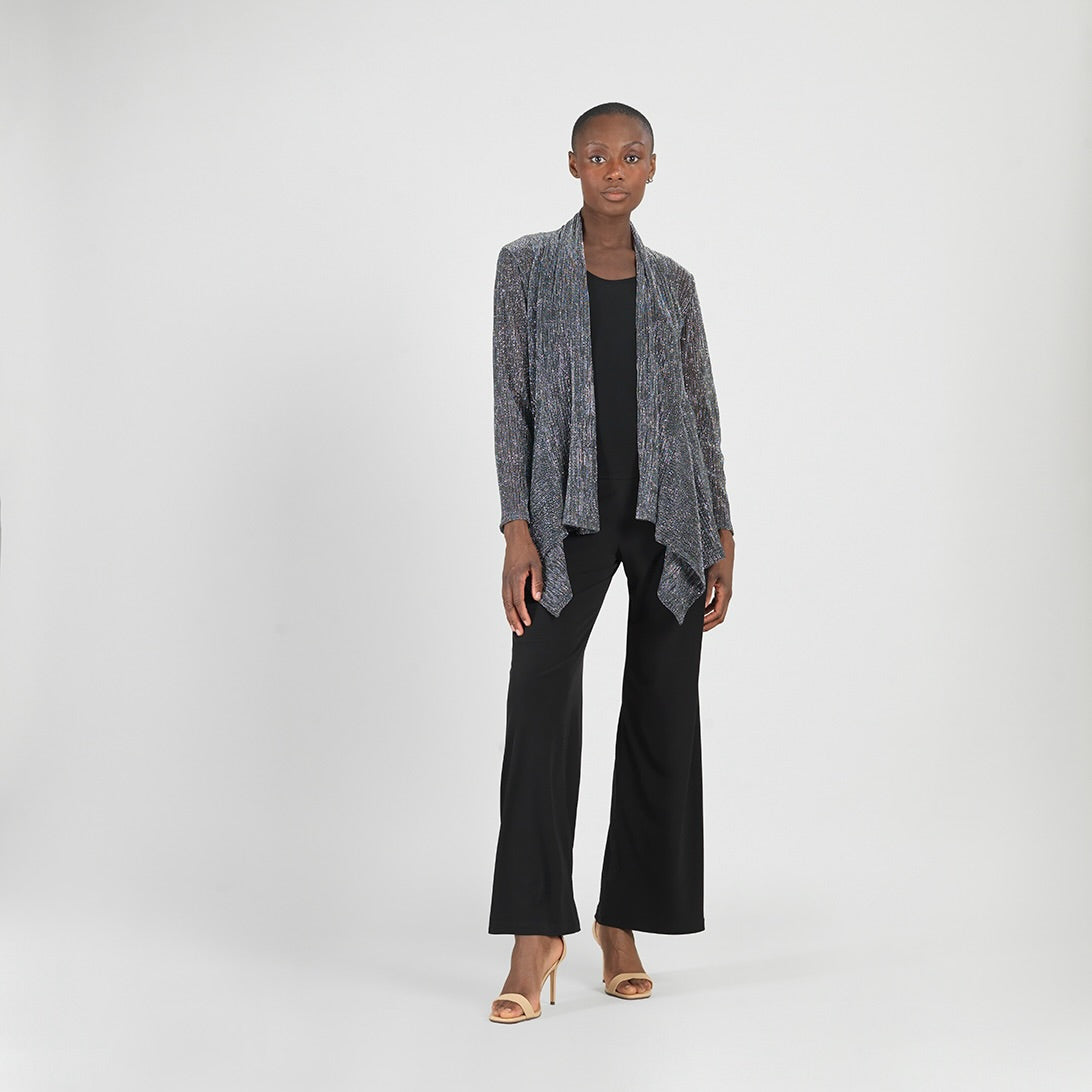 Sheer Shimmer - Drape Tunic Cardigan - Silver - Final Sale | Clara Sunwoo Exclusive