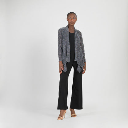 Sheer Shimmer - Drape Tunic Cardigan - Silver - Final Sale | Clara Sunwoo Exclusive