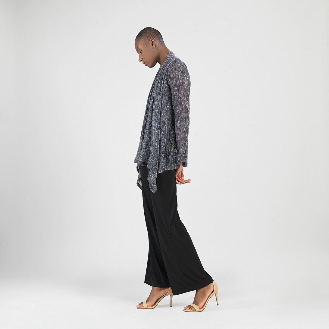 Sheer Shimmer - Drape Tunic Cardigan - Silver - Final Sale | Clara Sunwoo Exclusive