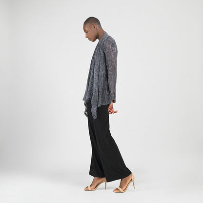 Sheer Shimmer - Drape Tunic Cardigan - Silver - Final Sale | Clara Sunwoo Exclusive