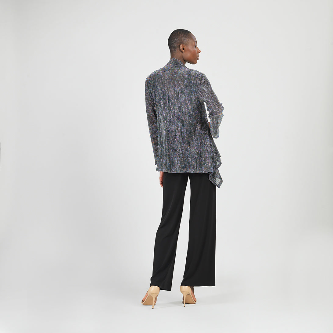 Sheer Shimmer - Drape Tunic Cardigan - Silver - Final Sale | Clara Sunwoo Exclusive