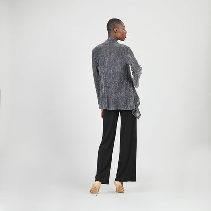 Sheer Shimmer - Drape Tunic Cardigan - Silver - Final Sale | Clara Sunwoo Exclusive