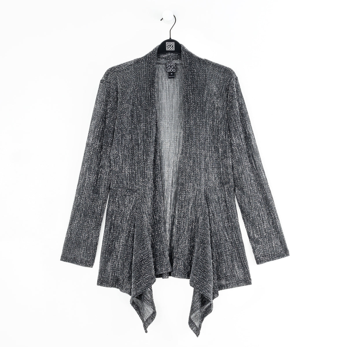 Sheer Shimmer - Drape Tunic Cardigan - Silver - Final Sale | Clara Sunwoo Exclusive