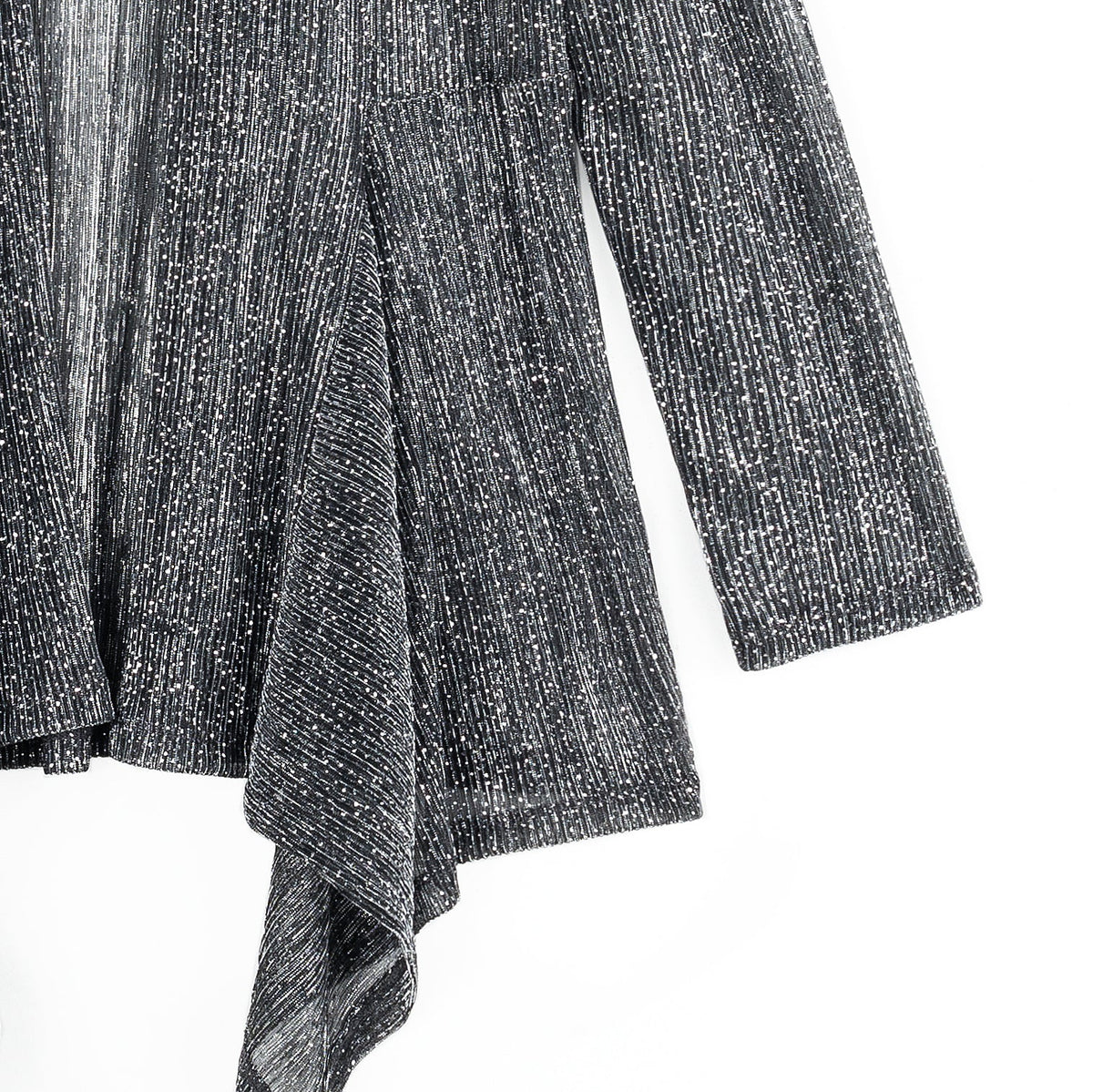 Sheer Shimmer - Drape Tunic Cardigan - Silver - Final Sale | Clara Sunwoo Exclusive
