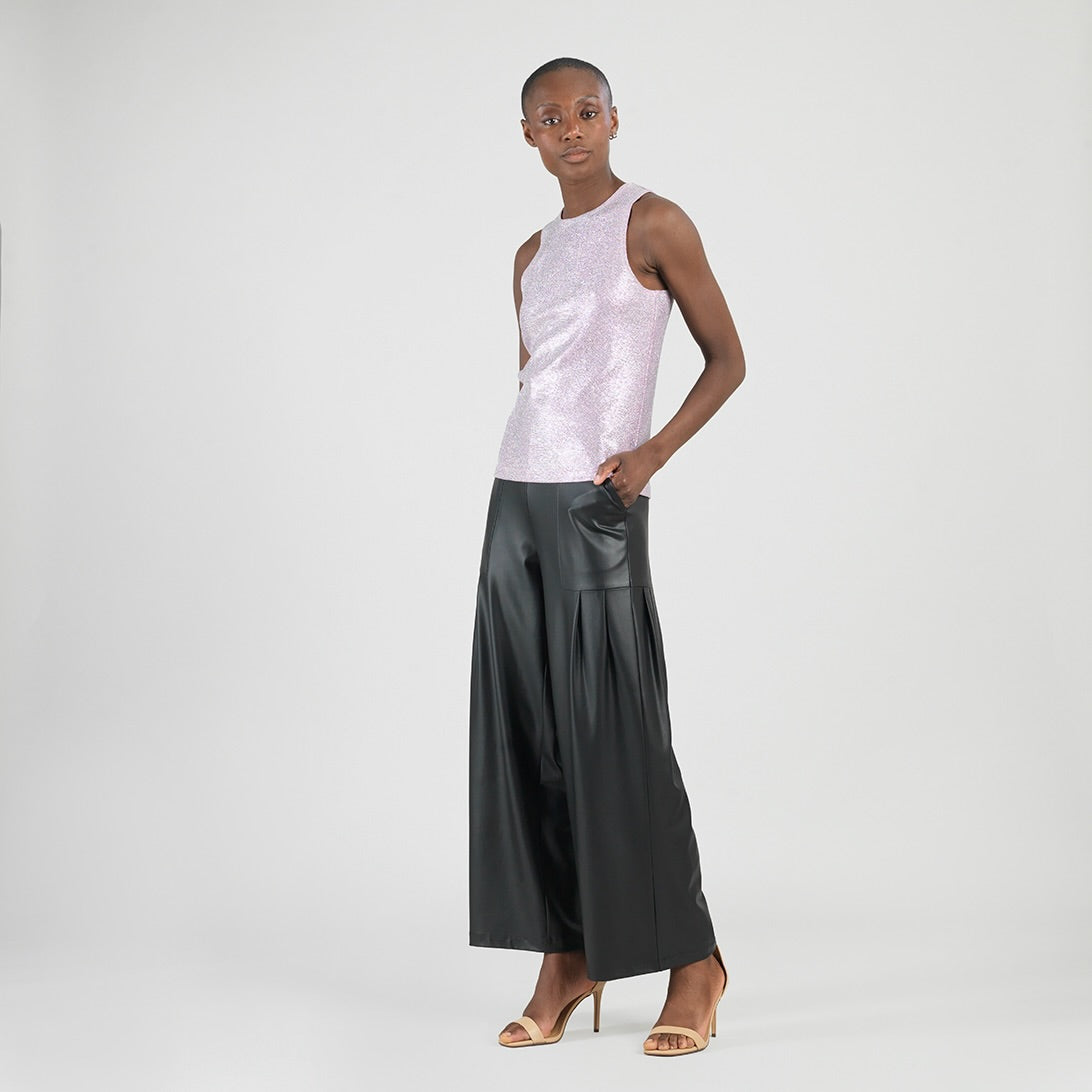Glitter Foil - Jewel Neck Tank - Pink - Final Sale | Clara Sunwoo Deals