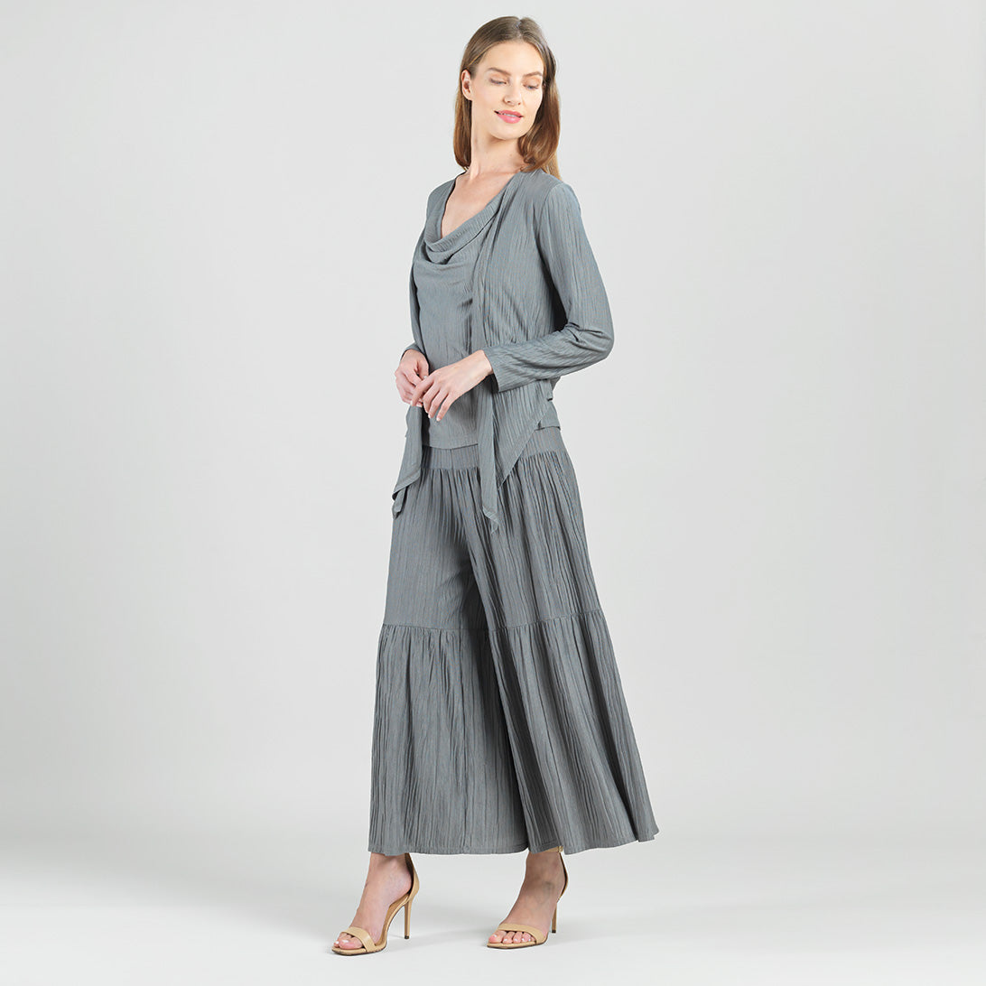 Soft Pleat Knit - 2pc Cardigan & Cowl Tank Twinset - Olive - Final Sale | Clara Sunwoo New
