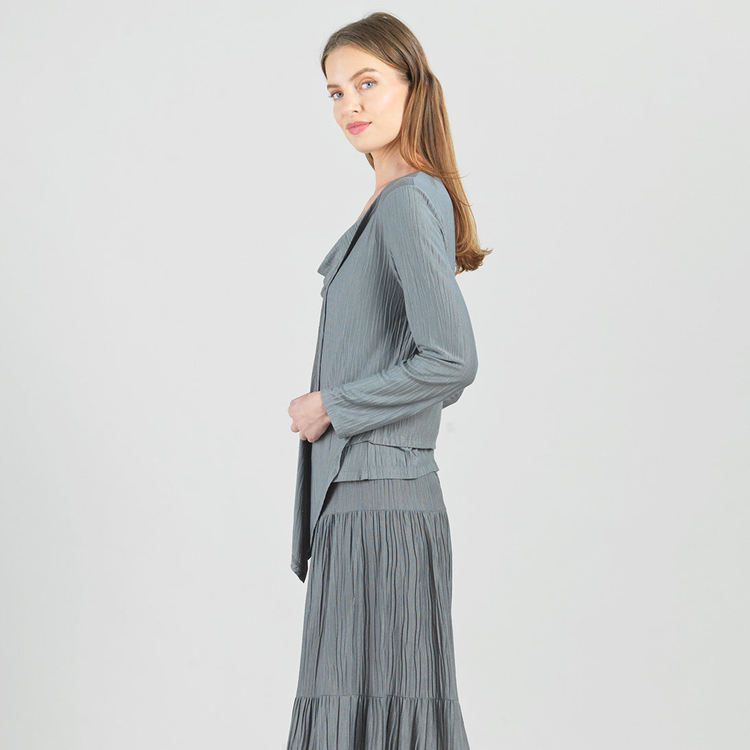 Soft Pleat Knit - 2pc Cardigan & Cowl Tank Twinset - Olive - Final Sale | Clara Sunwoo New