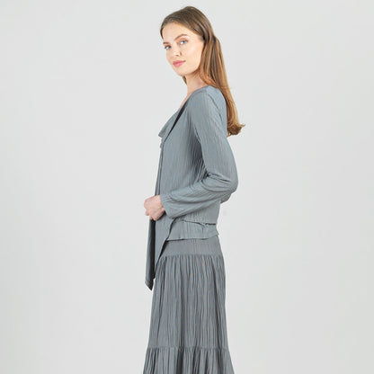 Soft Pleat Knit - 2pc Cardigan & Cowl Tank Twinset - Olive - Final Sale | Clara Sunwoo New